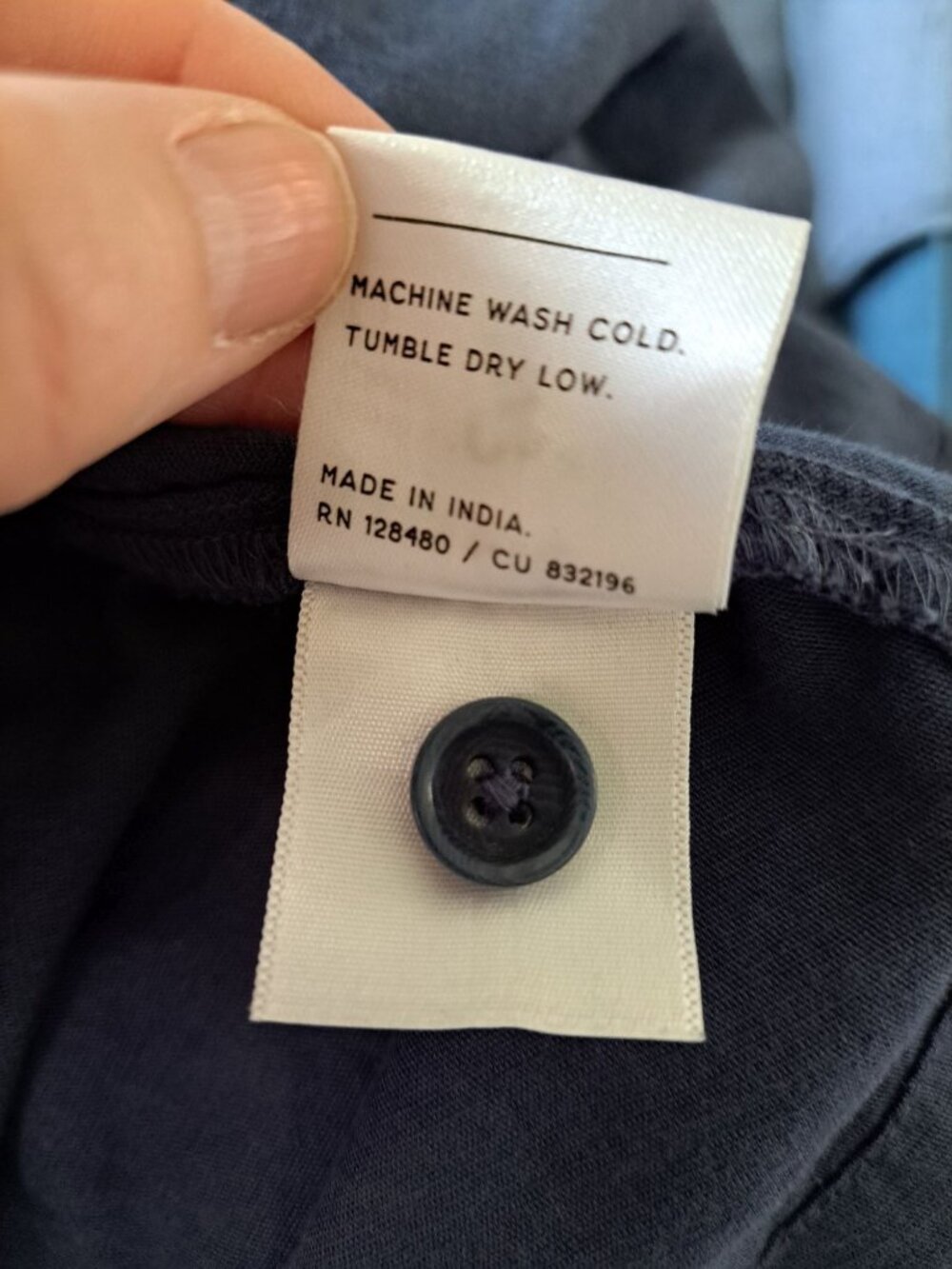 Pact Canopy Picnic Blue Midi Dress Tie Waist Button Front Size L Organic Cotton - Picture 9 of 13